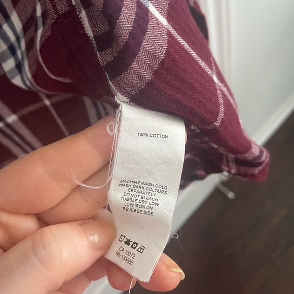 Joe Fresh maroon plaid shirt - Picture 2 of 3